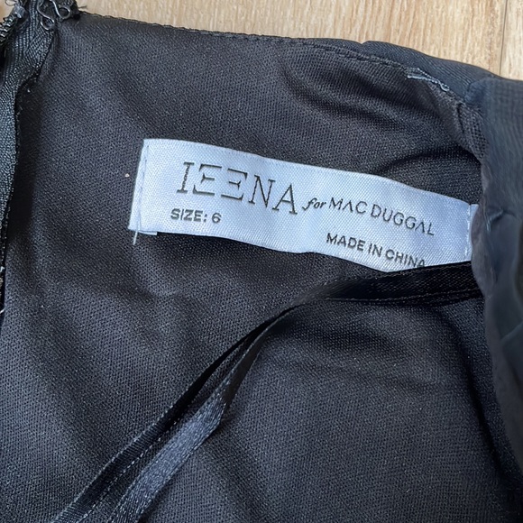 MAC DUGGAL Belted Floral Print Long Sleeve Gown Black SIZE 6. 0727 - Picture 7 of 7